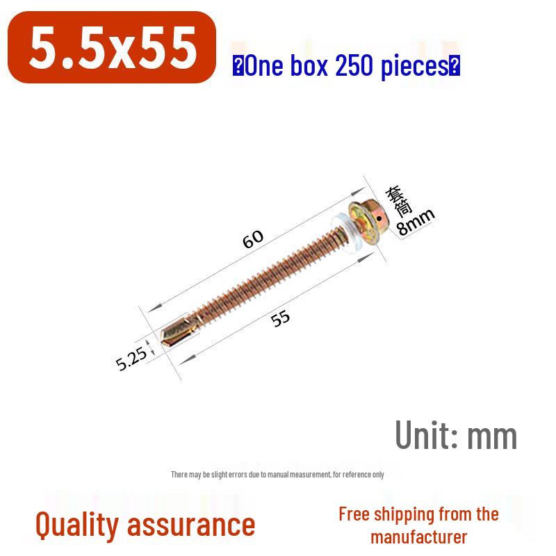 Sechskant-Selbstbohrschraube für Farbstahl und Dachziegel aus Harz mit verlängerter Bohrspitze