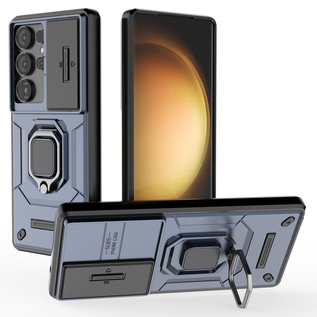 For Samsung Galaxy S25 Ultra Case PC+TPU Kickstand Phone Protector with Lens Cover