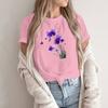 Camiseta Pulóver Casual de Moda para Mujer con Cuello Redondo Estampado y Manga Corta