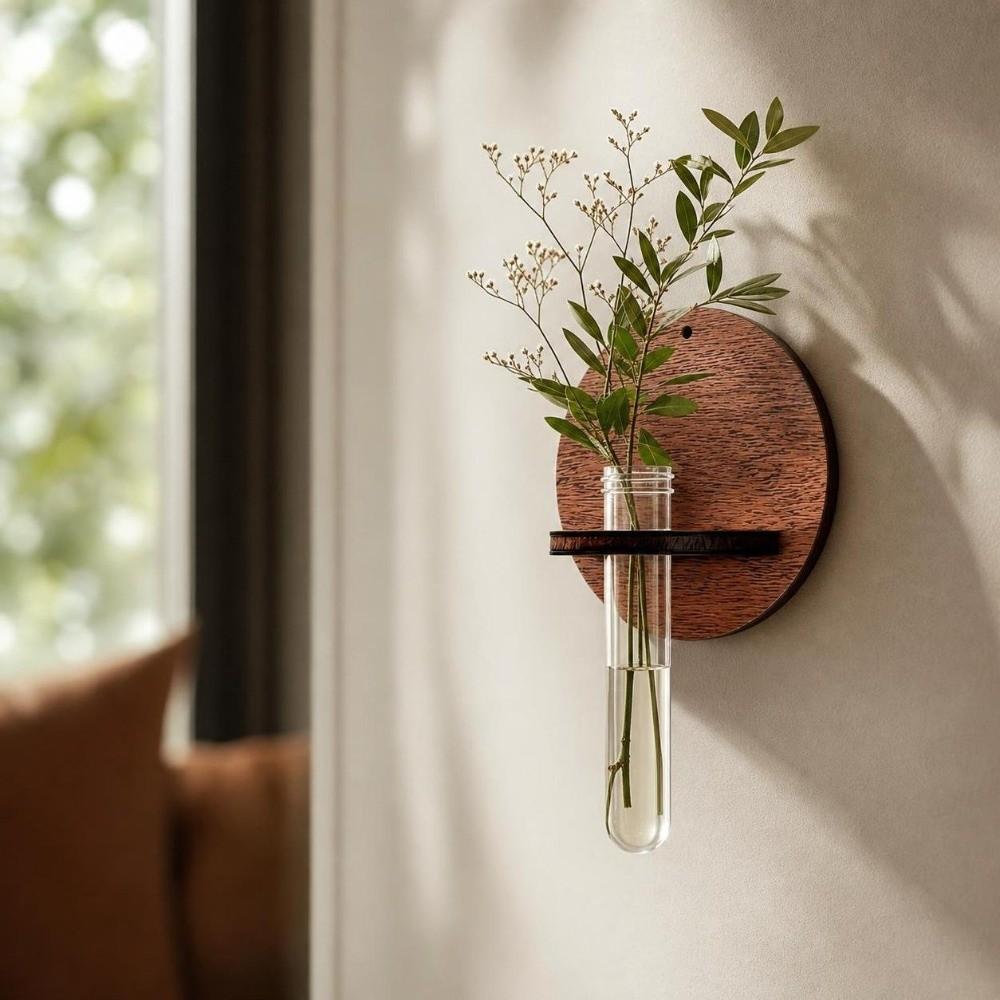 Home Ornaments Wall Mounted Planter Wooden Planter Holder Hydroponic Planter Shelf  Home Decor