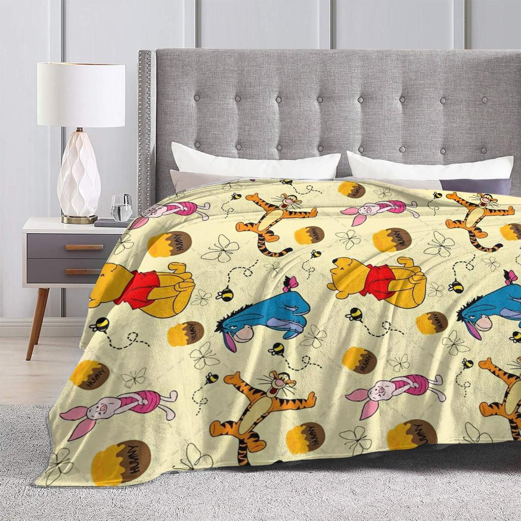 Couverture de couverture de dessin animé Winnie l'Ourson Flanelle Porcinet Tigrou Bourriquet Couvertures légères pour Chambre à coucher Canapé Couvre-lit