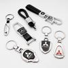 For Mitsubishi Lancer 9 10 Asx Outlander 3 Pajero L200 3D Metal+Leather Car KeyChain Key Ring Chain Auto Styling Accessories