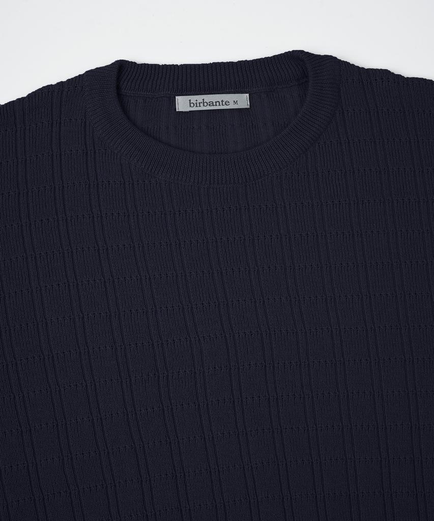 BIRBANTE Washable Cotton Square Round Knit - Dark Navy