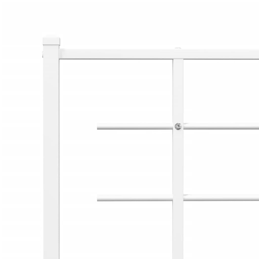 Vidaxl Metal Bed Frame with Headboard and Footboard, White, 183X213 Cm