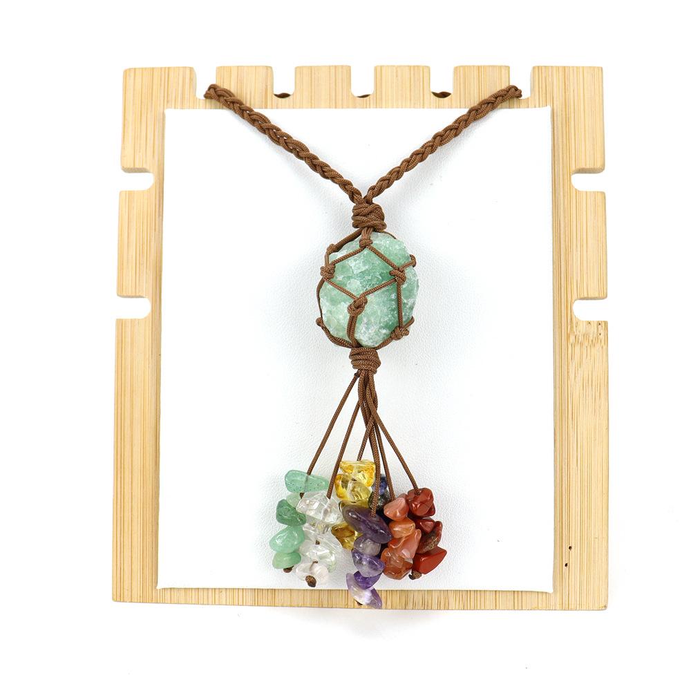 Seven-Color Crystal Pendant with Hand-Woven Tassel for Car or Home Decor