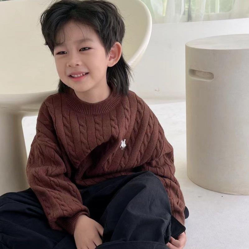 In-Stock Cable Knit Sweater for Boys and Girls: Anti-Pilling, Round Neck, Perfect for Autumn and Winter