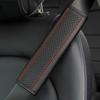 Embossed Fiber Leather Car Seat Belt Shoulder Strap Cover 1Pc Decompression Comfort Easy To Clean for Daily Use 1PCS