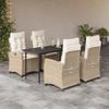 VidaXL Garden Dining Set with Cushions 5 Pcs, Table and Chairs with Adjustable Backrest, Outdoor Furniture, 3212805