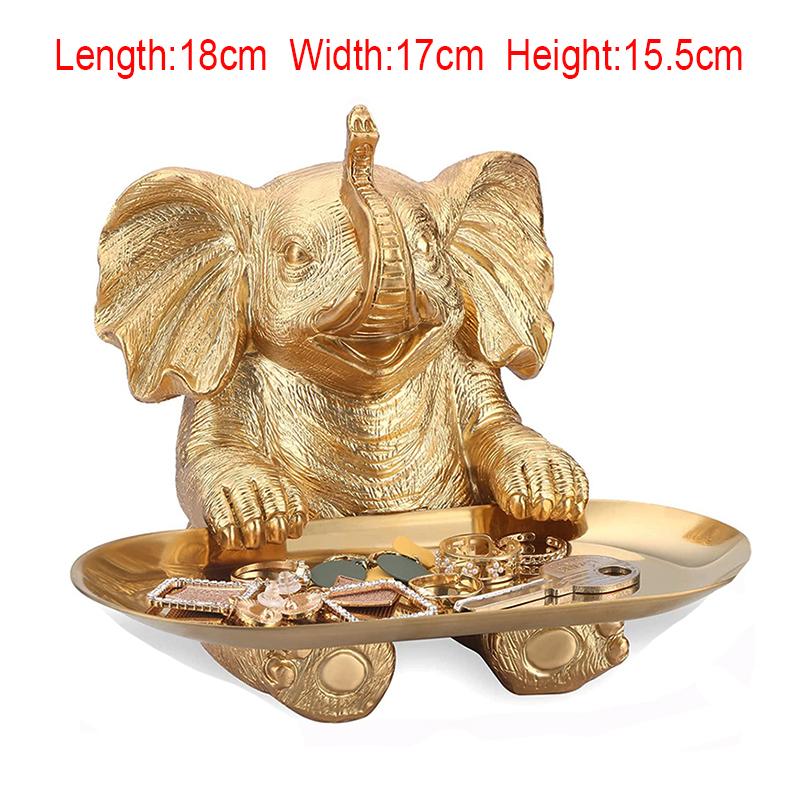 

Статуя украшение для гостиной статуэтка смоляная скульптура слона ключница украшение лоток подарок для интерьера домашний декор золотой