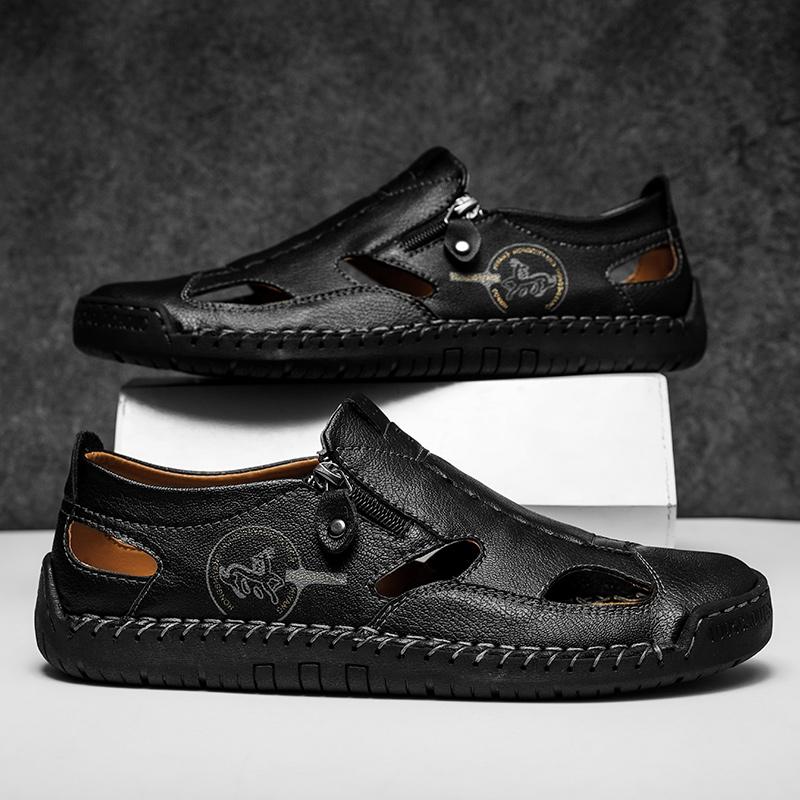 Mode Atmungsaktive Herren Slipper Ausgeschnitten Sommer Loafer Herren Freizeit Lederschuhe Heißer Verkauf Freizeitspaziergang Mokassins Wanderschuhe