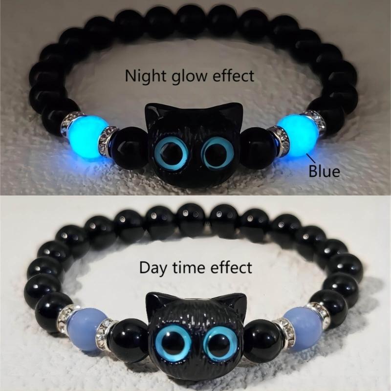 Lovely Bracelet Resin Luminous Bead Bracelet Comfortable Cat Hand Chain Great for Everyday Life and Dating