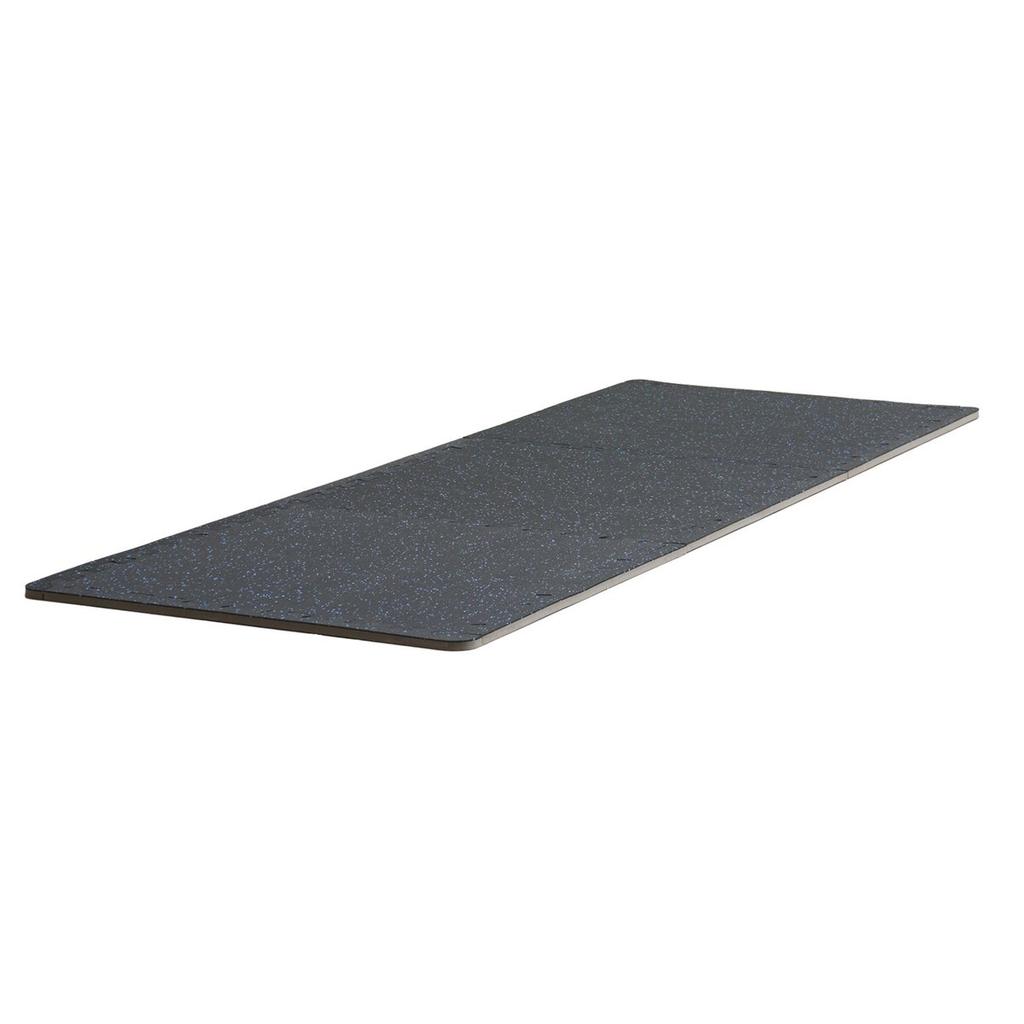 0.56" Thick Gym Floor Mats 25 Tiles Rubber Top with EVA Foam Black & Blue