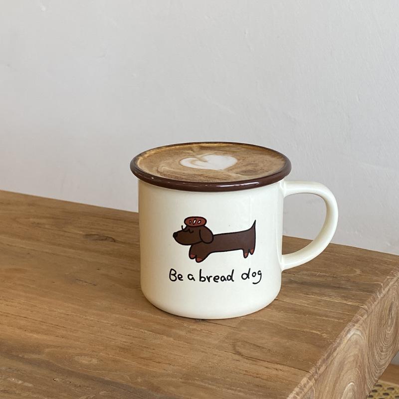 Herbst, Maillard-Kaffee Dackel Hund Einfaches Englisches Alphabet Brot Kopf Kaffeetasse Wasserbecher Paar