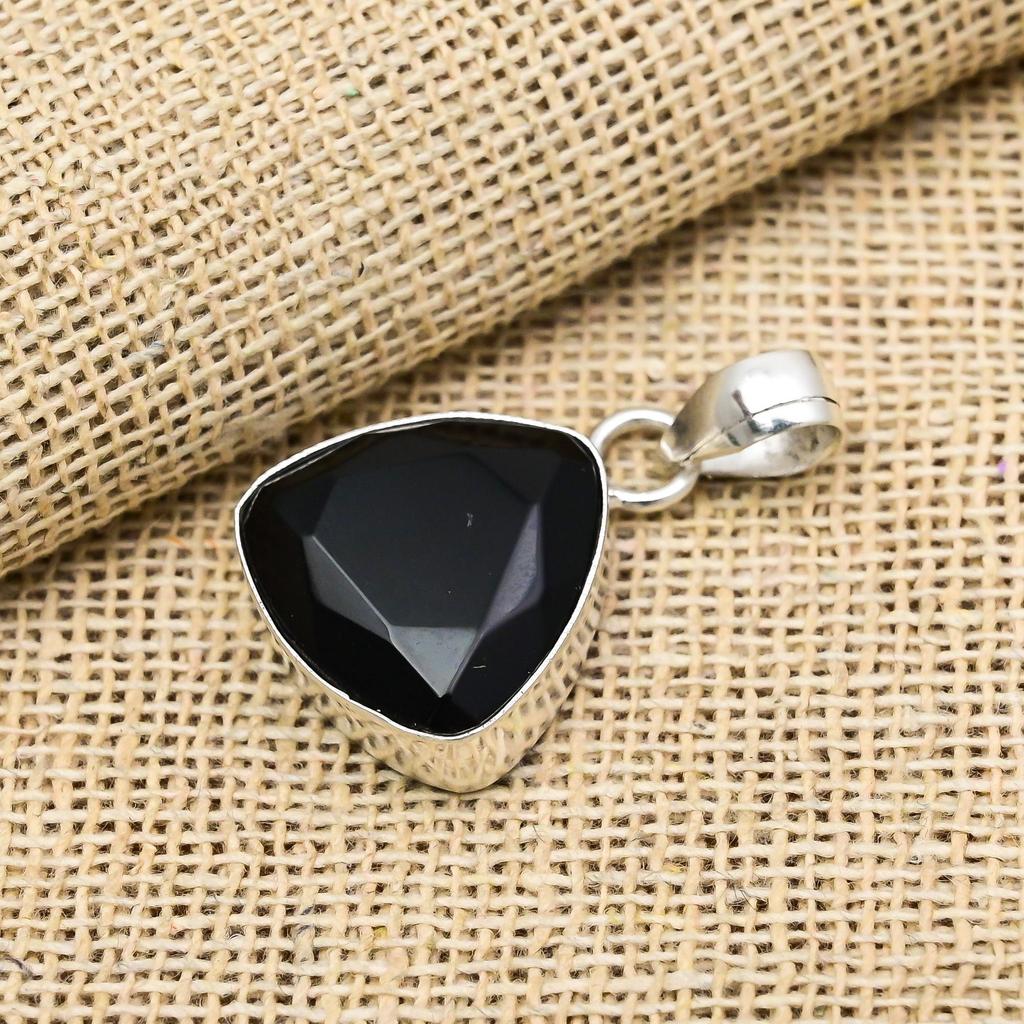 Black Spinel Pendant, 925 Solid Sterling Silver Pendant Handmade Gemstone Jewelry, Gifts For Wife Brand New Pendant
