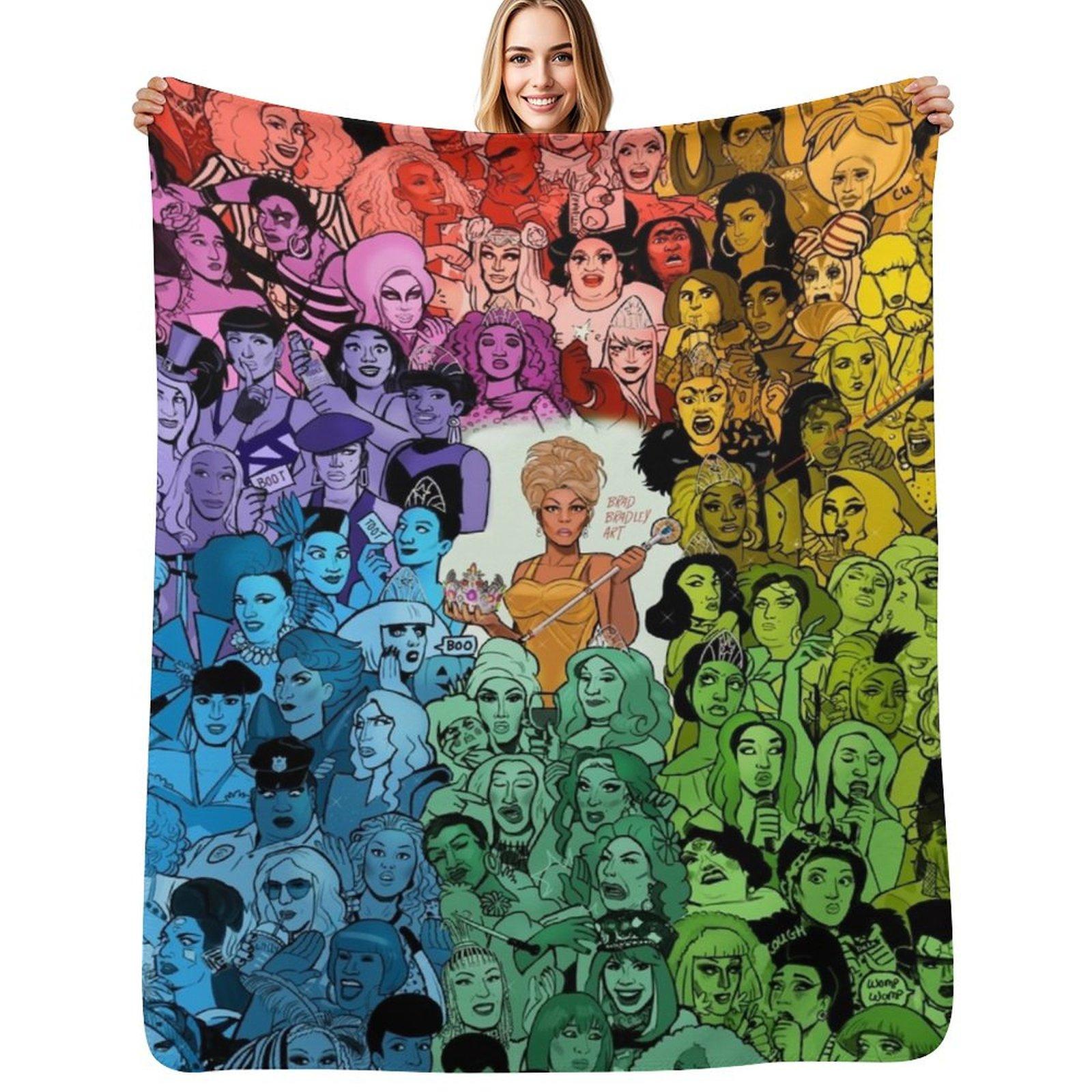 The Drag Race Family Throw Blanket Soft Comfort Blanket for Reading Watching TV Size: 75*100cm, Weight: 230 GSM