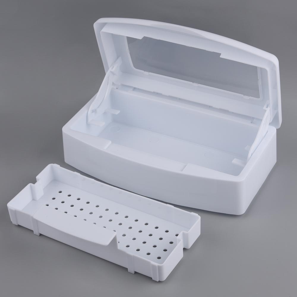 1pcs Nail Tool Sterilizer Tray, White Disinfection Box For Steel Metal Nipper, Tweezers Equipment Cleaner Plastic Clean Steriliz
