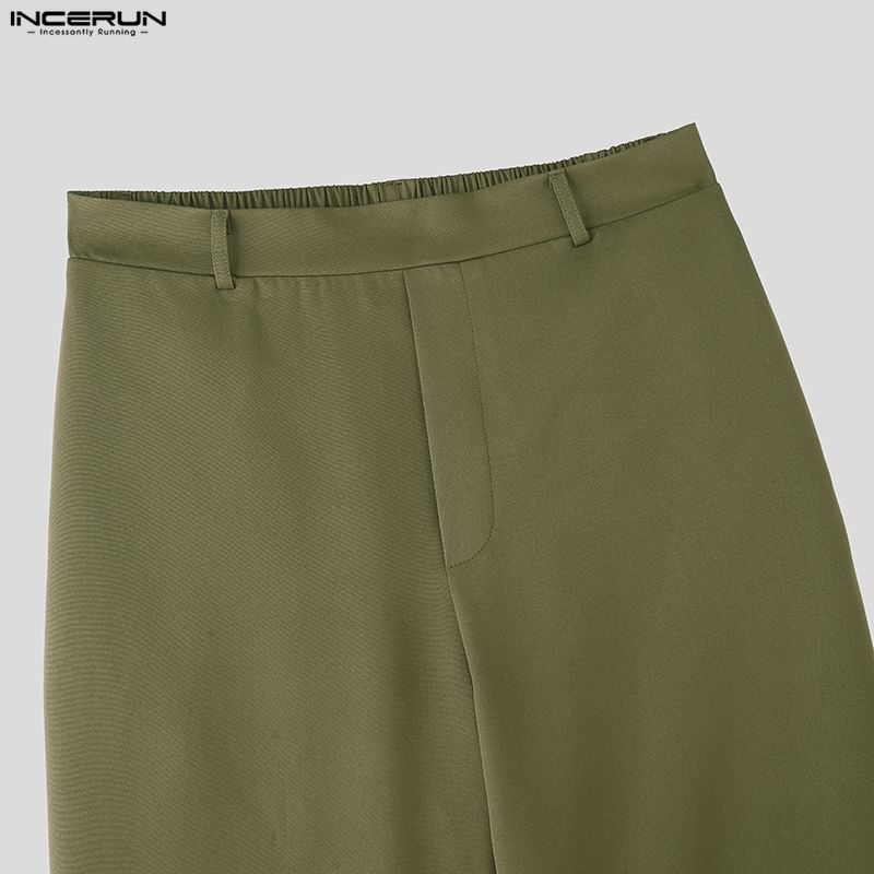 INCERUN Two Pieces Outfits Men Irregular Cropped Tops and Long Straight Pants Sets