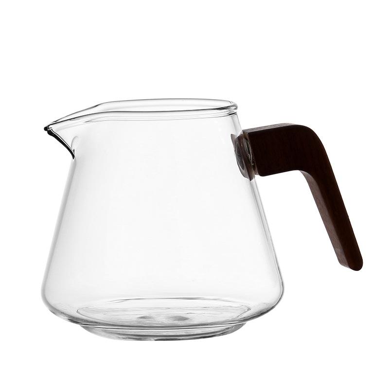 400ml Wooden Handle High Borosilicate Glass Tea Pitcher Fair Cup Chahai Kung Fu Tea Set Milk Pourer Glass Pot Coffee Pitcher 400ml