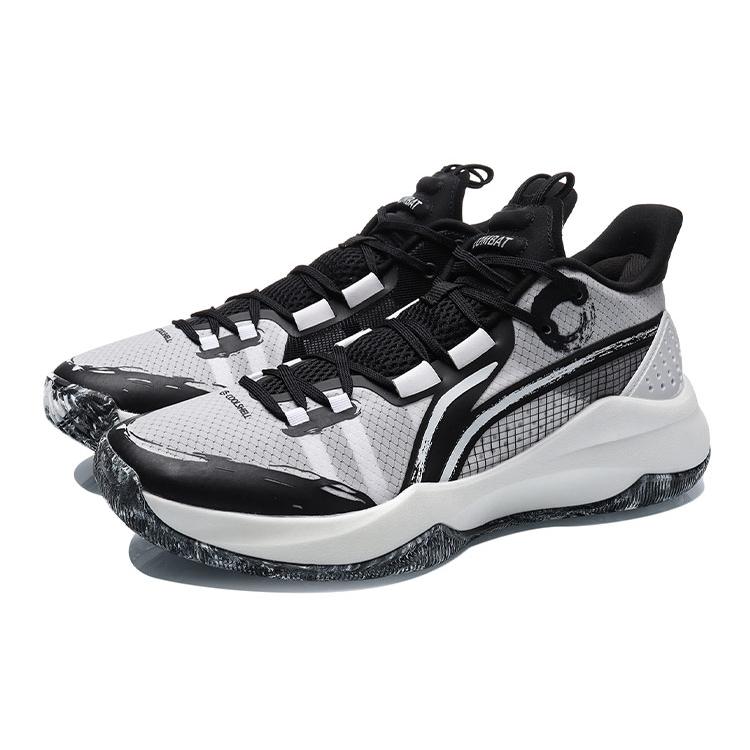 LiNing Combat Low Cushioning Anti-Slip And Wear-Resistant Low-Top Basketball Shoes Black White ABPR027-3