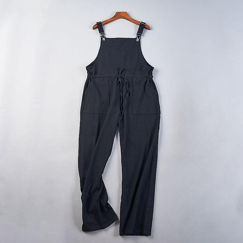 

Искусственный Ретро Однотонный Хлопок и Лен Отделка Талии Повседневные Подтяжки 1 Black S