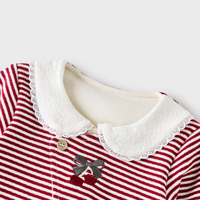 Baby Girl s Lapel Long-Sleeve Romper 66cm