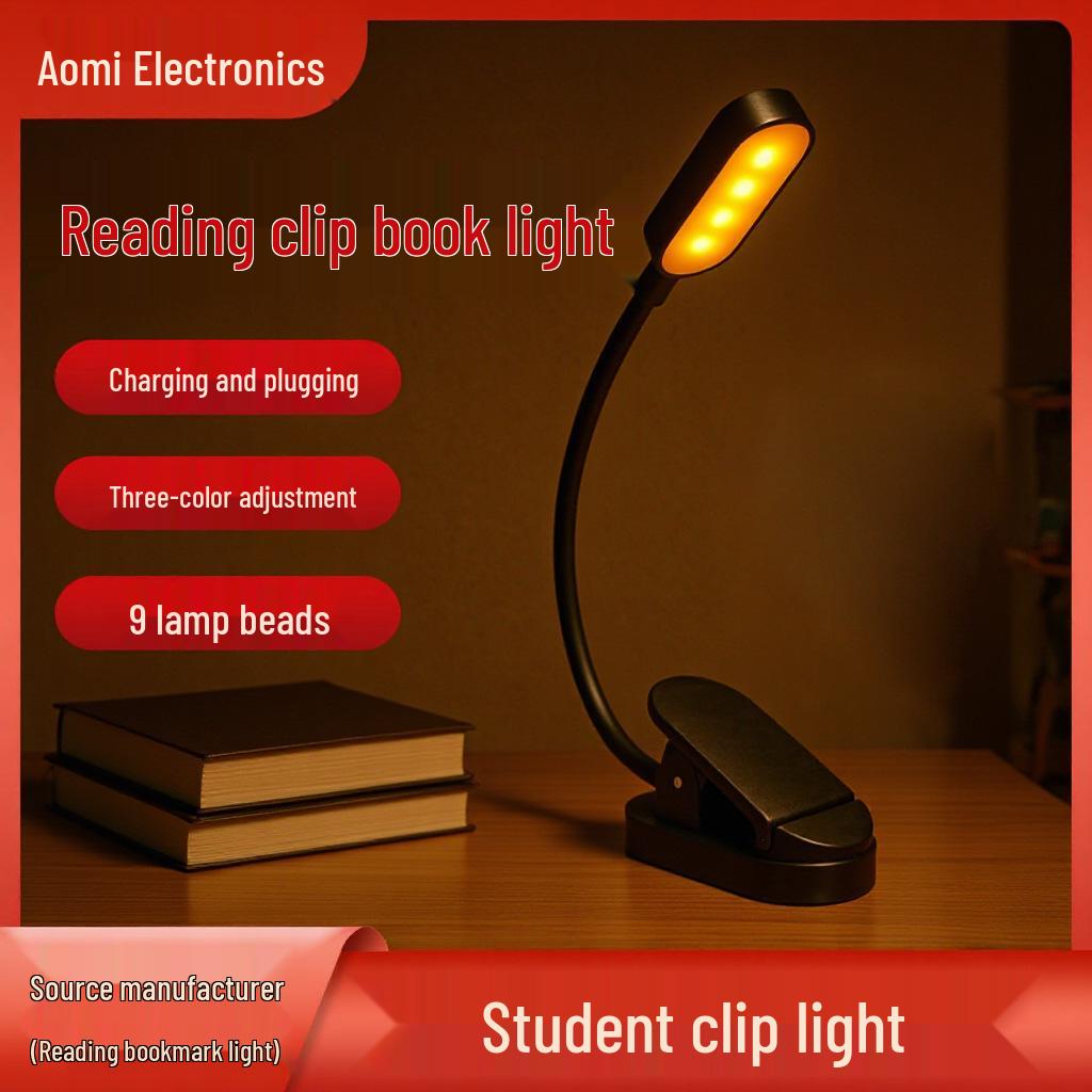 USB Rechargeable LED Clip-On Reading Lamp: Eye Protection, Portable Mini Desk Light for Students and Night Reading