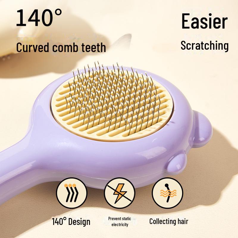 One-Button Pet Hair Removal Comb - Automatic, Portable Grooming Brush for Cats & Dogs