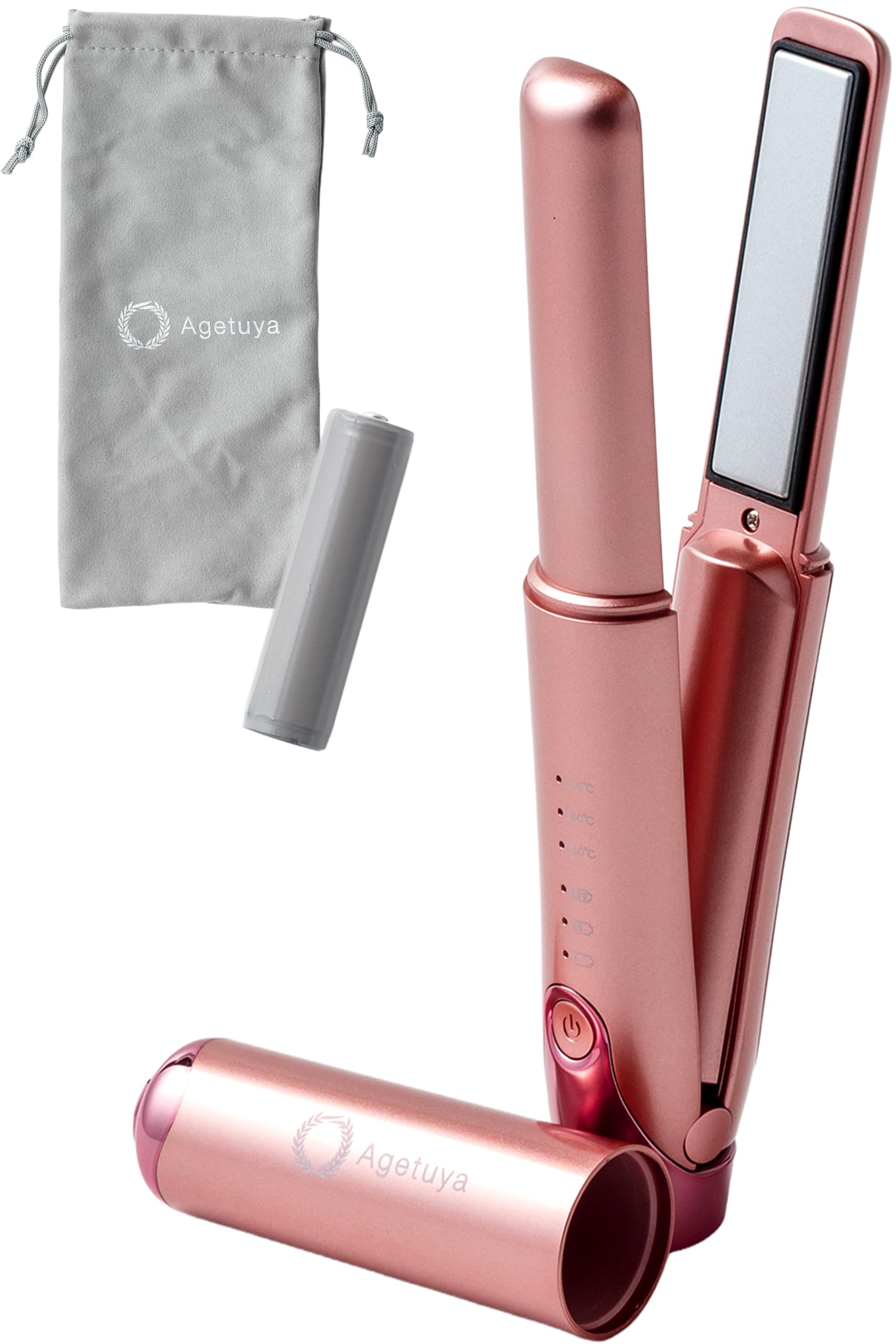 

[Featured on ZIP! #2 Travel Must-Have Item] Agetsuya Cordless Mini Hair Iron III (Pink) [PSE Certified Product] Removable Battery, Carry-on Approved,