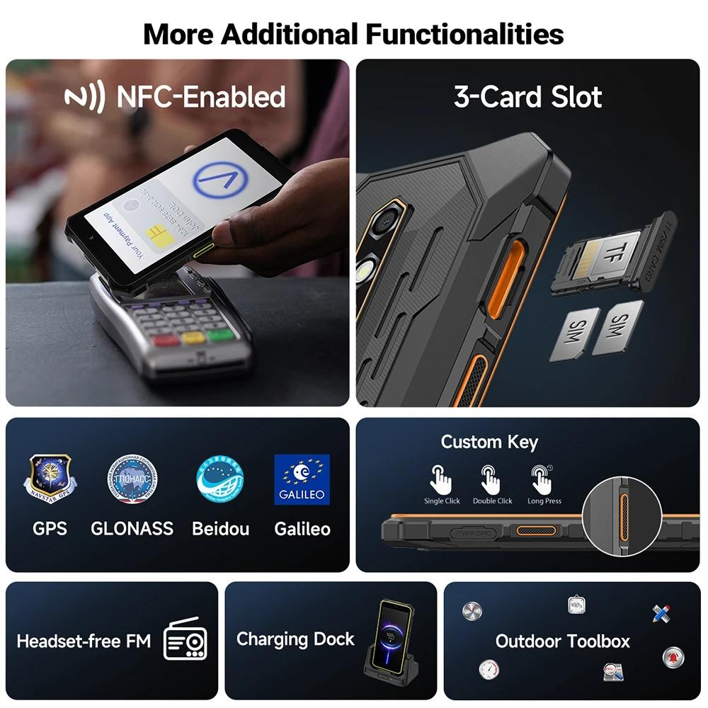 Ulefone RugKing 2 Pro AI Rugged Phone Android 15 4G Up to 8GB RAM+128GB ROM Waterproof Smartphone NFC 5.45"4G Global 4550mAh