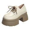 Autumn New Coarse Heel Shoes Women Round Head Front Strap Thick Sole Anti-slip Wear-resistant Low-top Shoes