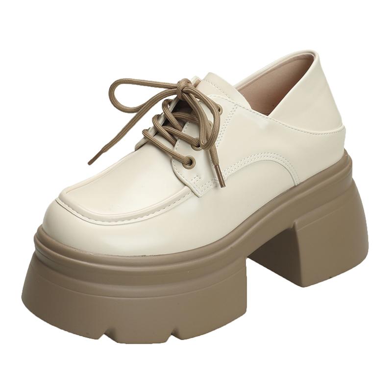 Autumn New Coarse Heel Shoes Women Round Head Front Strap Thick Sole Anti-slip Wear-resistant Low-top Shoes