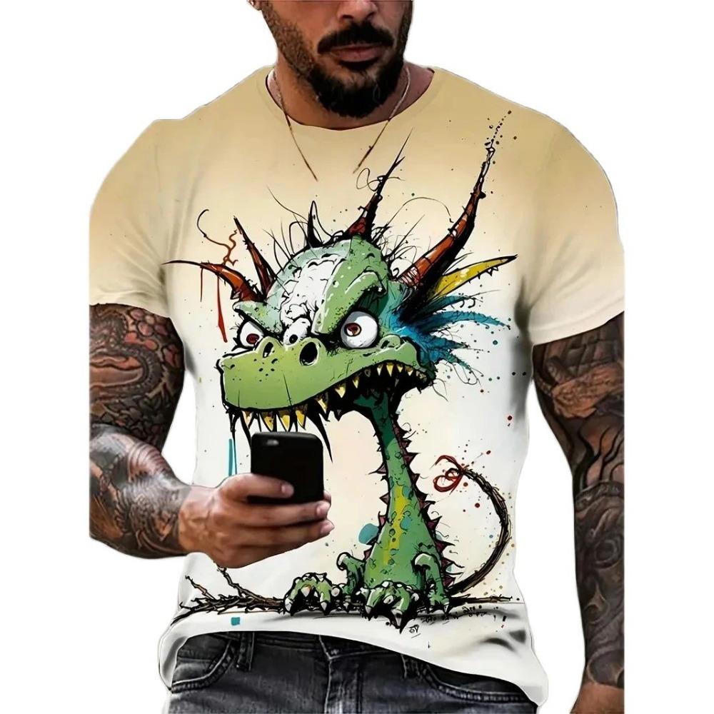 Sommermote Tegneserie Ctue Liten Monster Grafisk T-skjorte For Menn Ny Trend Casual 3D-trykket Rund Hals Kortermet T-skjorter Topper
