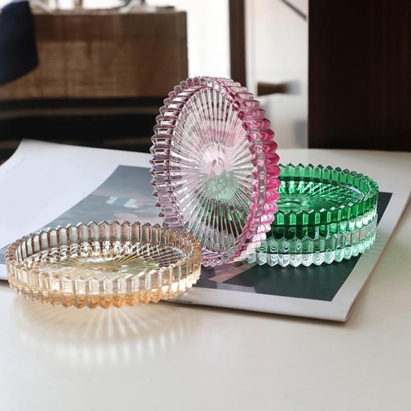 3.94" Pillar Candle Holders,Glass Coasters Decorative Candle Plate and Tray Clear Glass Candle Plates for Centerpieces