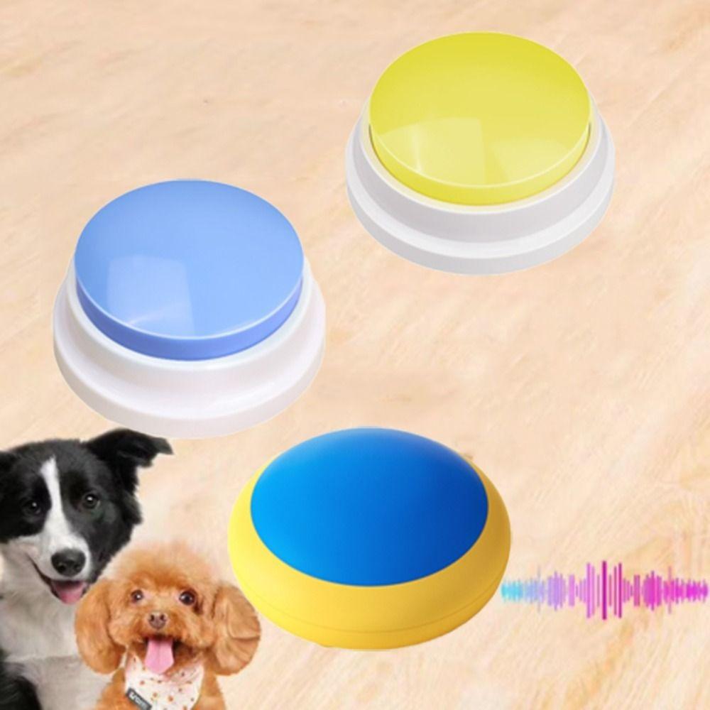 Yellow/Blue Pet Voice Recording Button Pet Interactive Sounding Toy  Training Communication