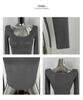 Korean Women's Soft Slimming U-neck Long Sleeve T-shirt