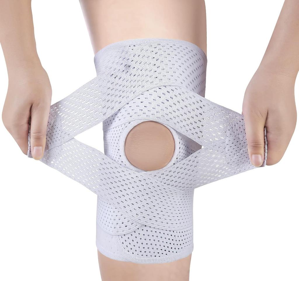 Knee Brace for Knee Pain - Compression Support with Air Mesh Fabric & Adjustable Side Stabilizers