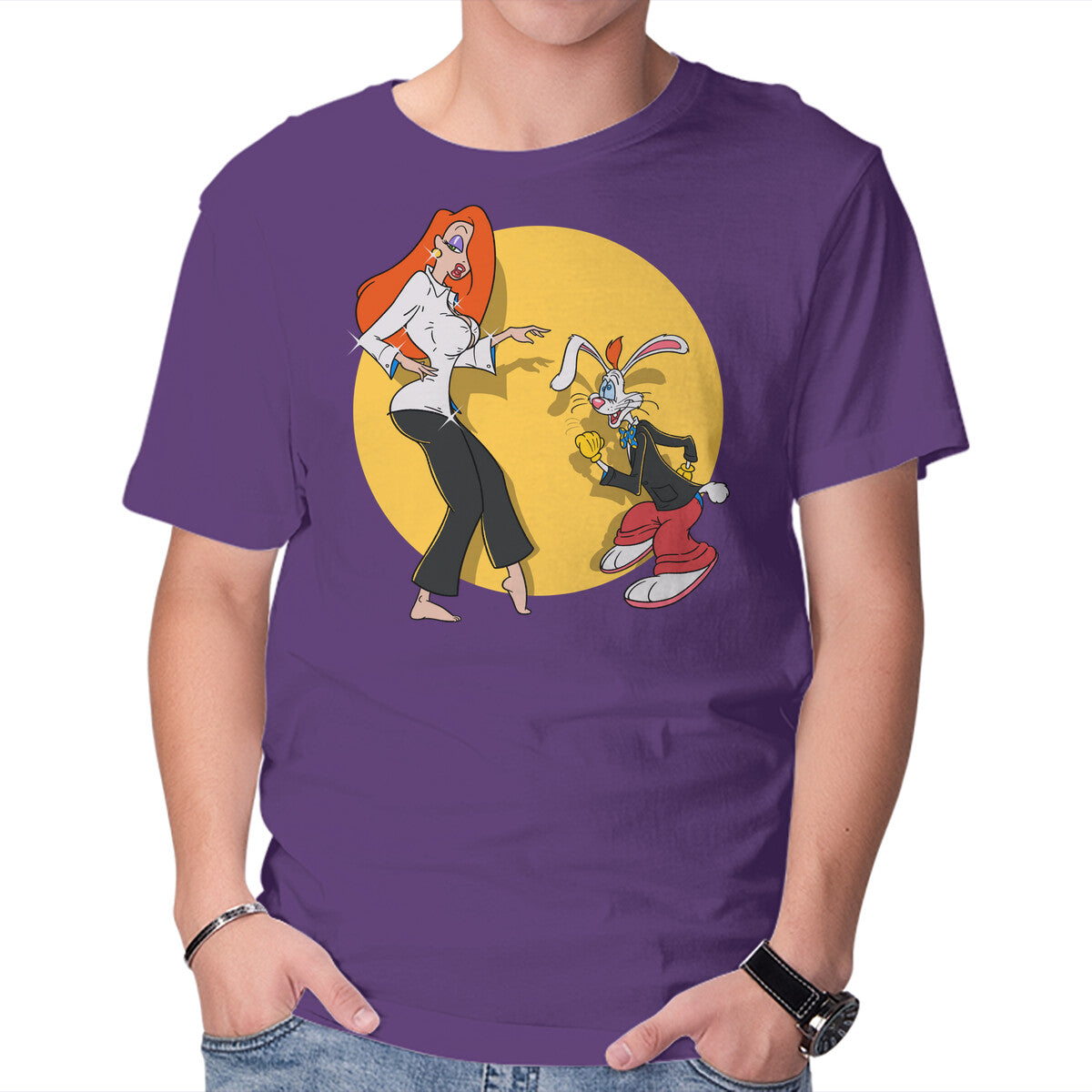 Unisex Crew Neck T-Shirt Rabbit Fiction Graphic Short Sleeve Casual Tee S