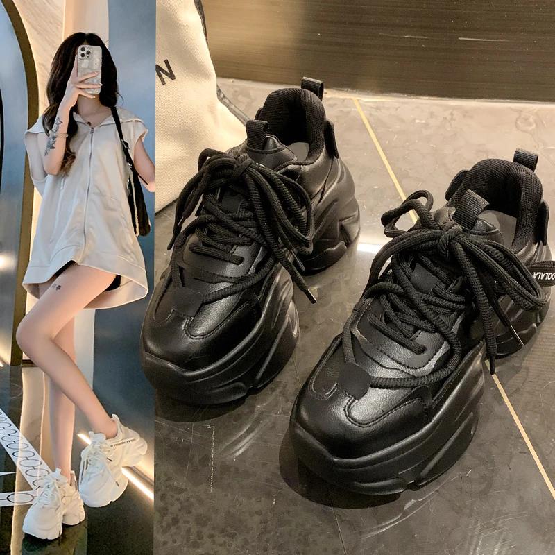 Mode 8CM Frühling High Platform Sneakers Damen Atmungsaktiver Tennis Damen Vulkanisierte Schuhe Herbst Klobige Sneakers Sportliche Dad Shoes Frau