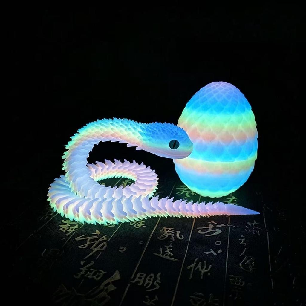 30/45/60cm 3D-gedrucktes Schlangenei Kreative Dekompression Schlangenform Beweglich Drehbar Gelenkig Schreibtischornament Realistisches Spielzeug