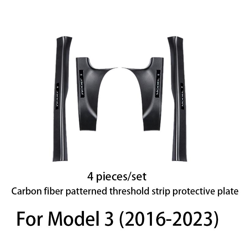 2/4/8PCS Front Rear Door Sill Protector Cover For Tesla Model 3/Y  Carbon Fiber Anti Kick ABS Pedal Guards Inner Strip Threshold