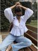 2026 Spring Fashion: Women's Long Sleeve Cotton Shirt with Doll Collar and Tie-up Design - European & American Style