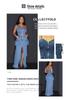 Trendy Sexy Denim Set: Zipper Spaghetti Strap Top & Split Long Skirt with Pockets