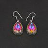 Handmade 925 Sterling Silver Plated Mystic Topaz Earrings Teardrop Rainbow Gemstone Dangle Earrings for Women Boho Style Jewelry Gift