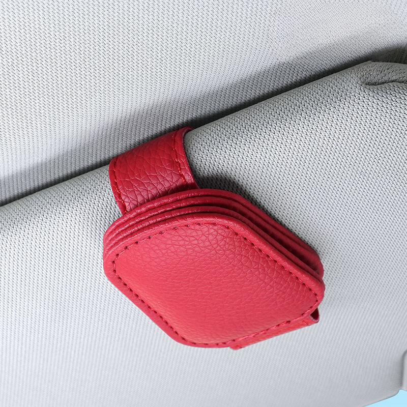 

Элегантный премиальный держатель для очков для автомобиля с отделением для нескольких карт для козырька 1PC красный