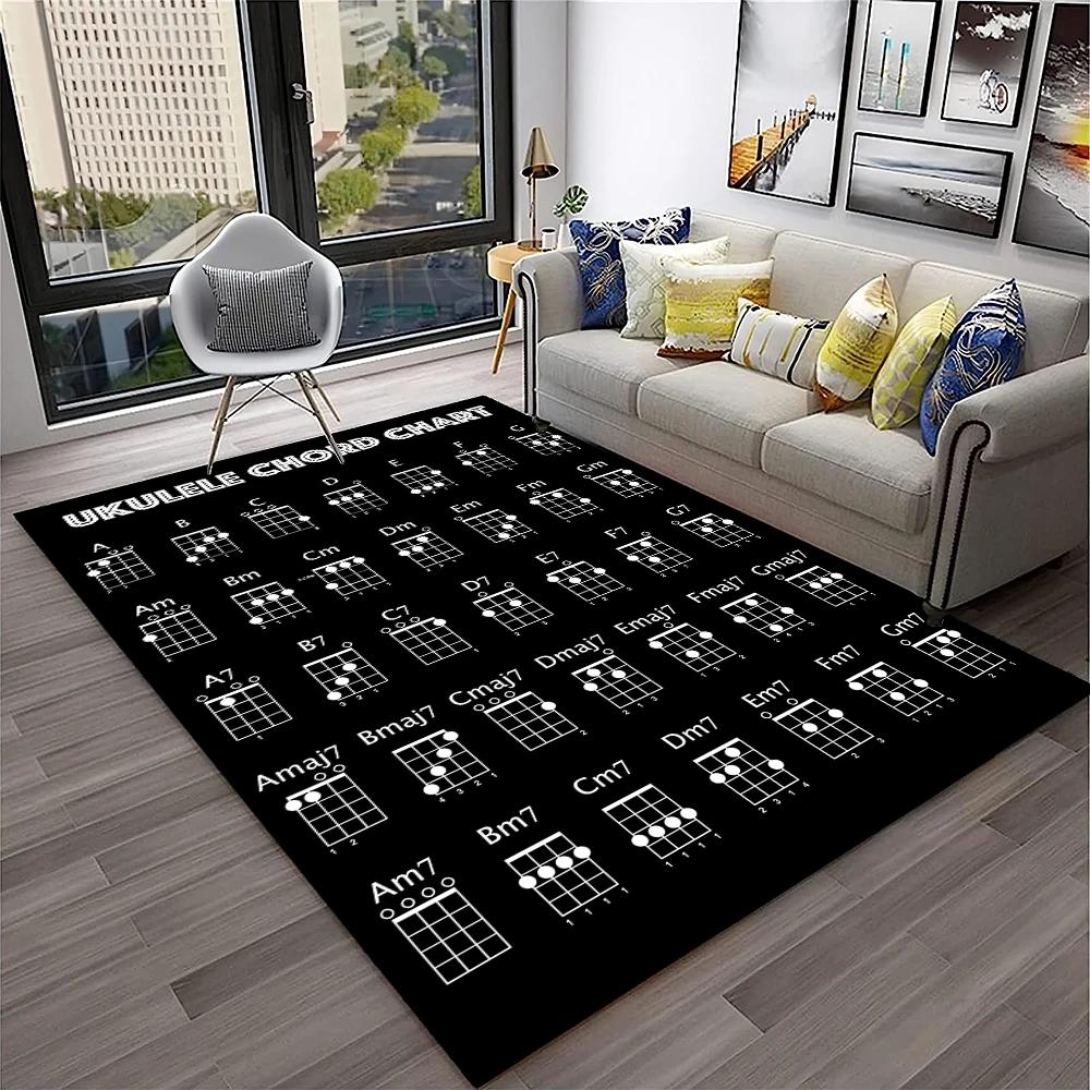 Music Guitar Chord Theory Chart Piano Carpet Rug Non-slip Mat for Home Living Room Bedroom Sofa Decor Kids Area Rug