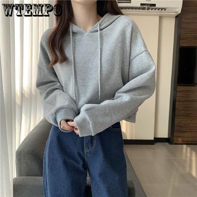 Fall Sweatshirts Women Solid Casual Pullover Hoodies Oversized Loose Hooded Tops