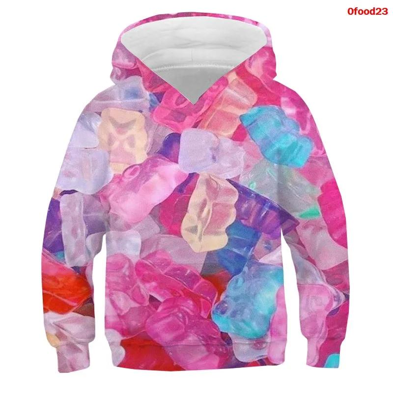Frühling Herbst Popcorn Hoodies Kinder Macaron Print Jungen Mädchen Trainingsanzug Pommes Süßigkeiten Lustige Kleidung Obst 3D Druck Pullover Kinder Sweatshirts