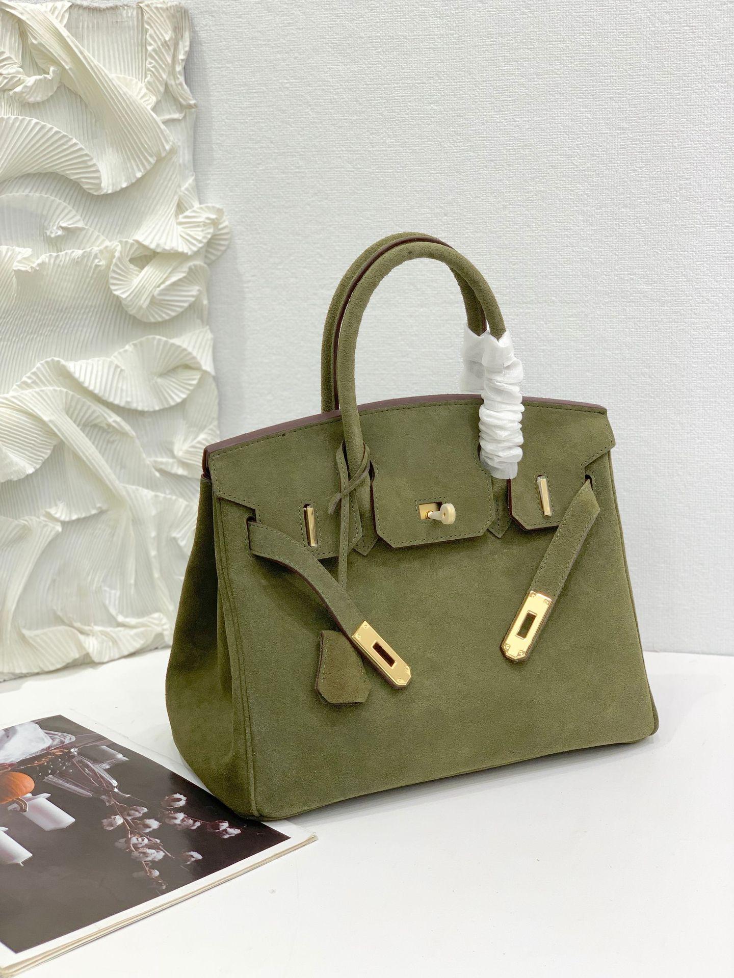 

И сумка Platinum Limited Edition из матовой кожи, повседневная кожаная ручная женская сумка, модная сумка H, модная женская сумка 35x19x27cm зелёный