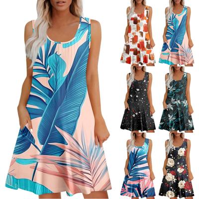 Vestido de verano casual para mujer con bolsillos Vestido boho de playa de verano Vacaciones Para mujer Vestidos de tirantes