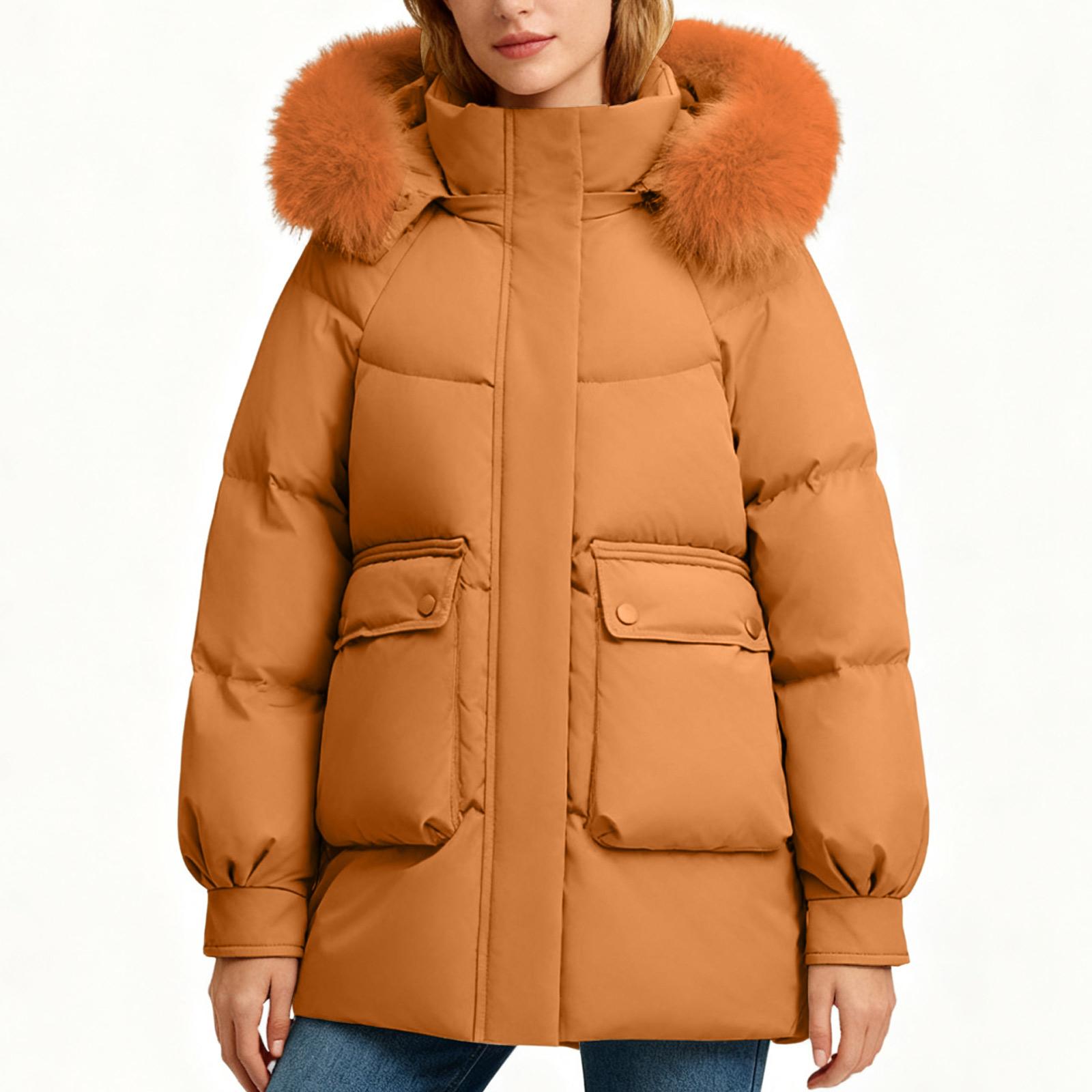 

Women s Fashion Slim Down Padded Jacket Mid-length Coat XL шафрановый